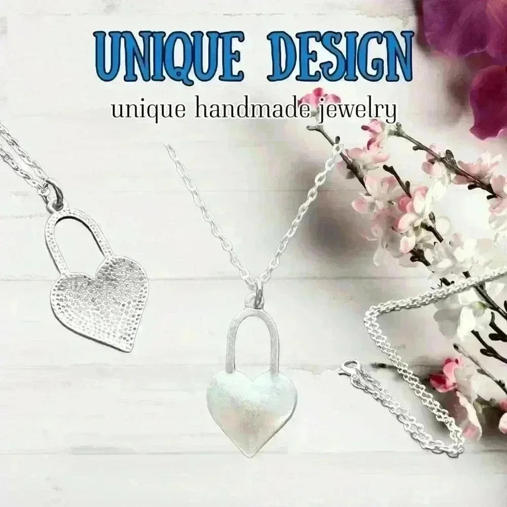 Heart love lock pendant best friend gift silver tone jewelry for women - Picture 5 of 10